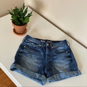 High Rise Midi Jean Shorts